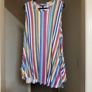 Lane Bryant Striped High Neck Swing Tank 26/28